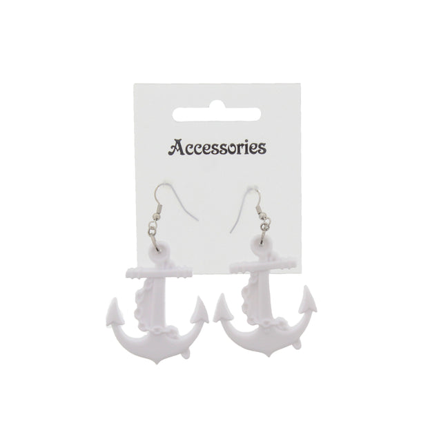 Plastic Anchor Earrings with Chain - 4.5 x 3.9cm