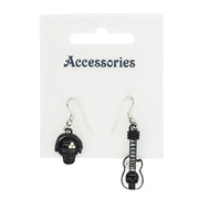 Diamante Stone Skull with Headphones & Diamante Stone Guitar with Skull Earrings