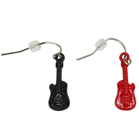 Black & Red Guitar with Skull Earrings