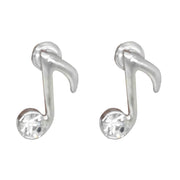 Musical Note Stud Earrings with Diamante Stone