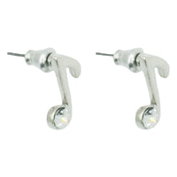 Musical Note Stud Earrings with Diamante Stone