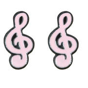 Pink Treble Clef Stud Earrings