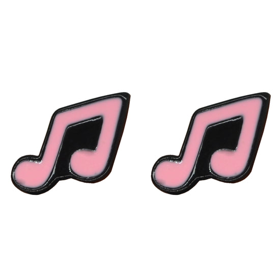 Pink Musical Note Stud Earrings