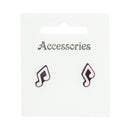 Pink Musical Note Stud Earrings