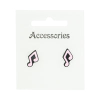 Pink Musical Note Stud Earrings