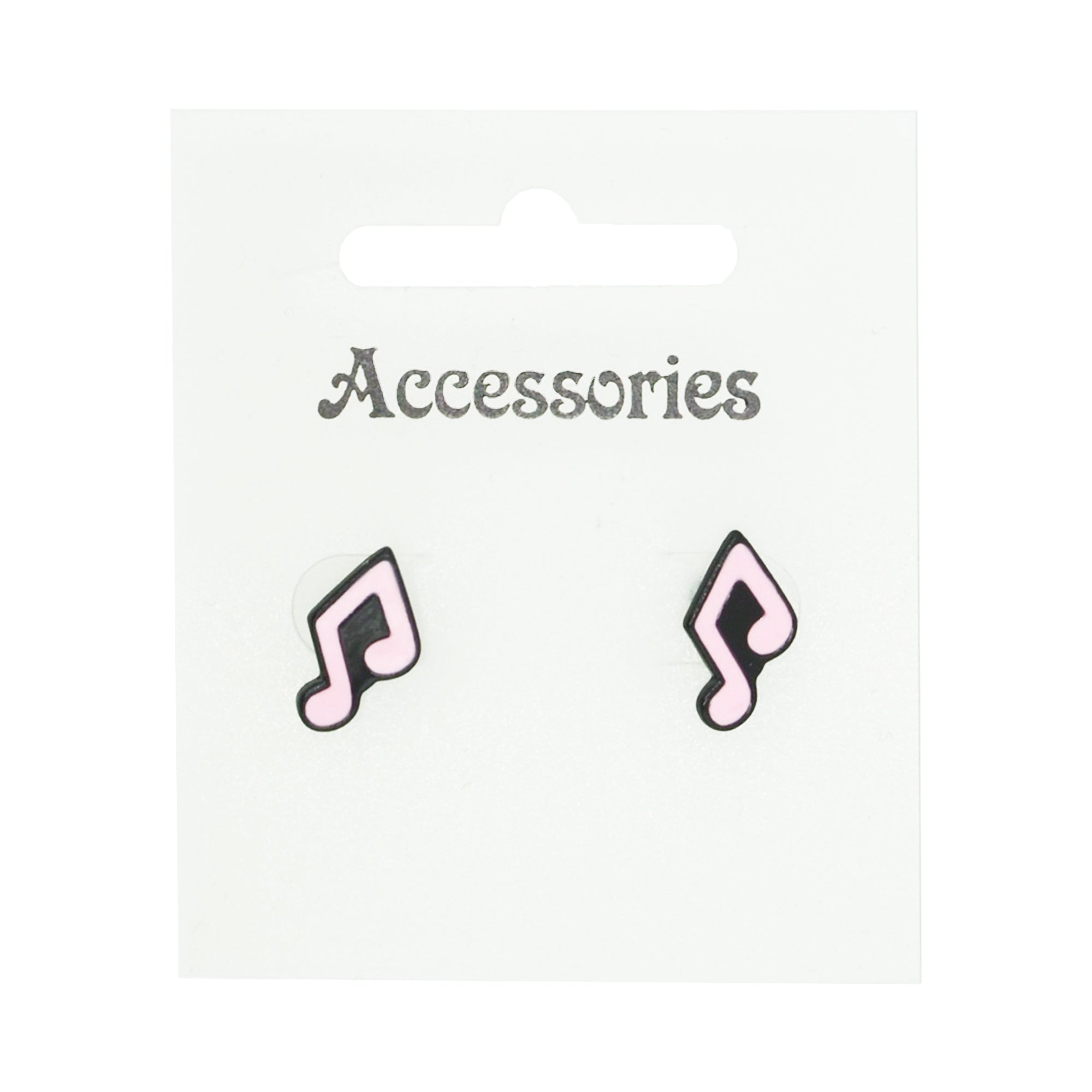 Pink Musical Note Stud Earrings