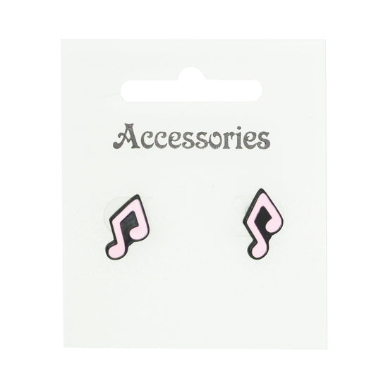 Pink Musical Note Stud Earrings