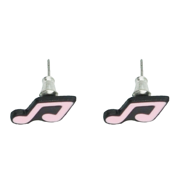 Pink Musical Note Stud Earrings