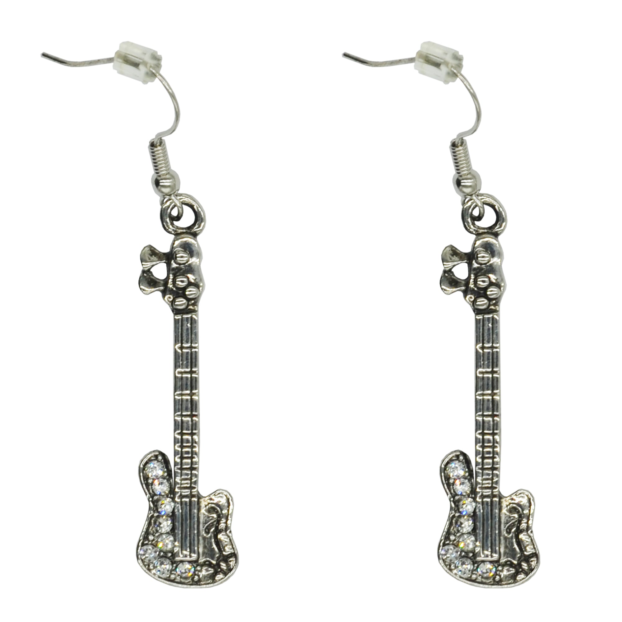 Electric Guitar Earrings with Diamante Stones