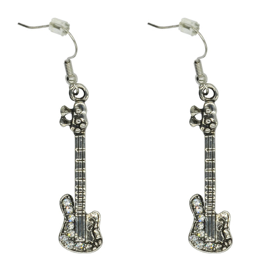 Electric Guitar Earrings with Diamante Stones