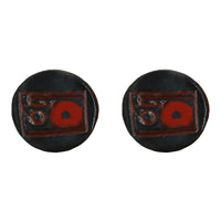 Black & Red Cassette Stud Earrings