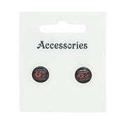 Black & Red Cassette Stud Earrings