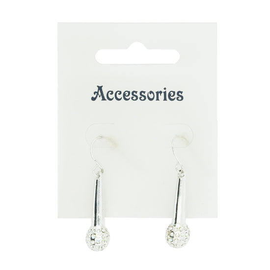 Silver Diamante Stone Microphone Earrings
