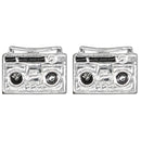 Silver & Black Boombox Stud Earrings