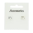 Silver & Black Boombox Stud Earrings