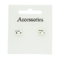 Silver & Black Boombox Stud Earrings