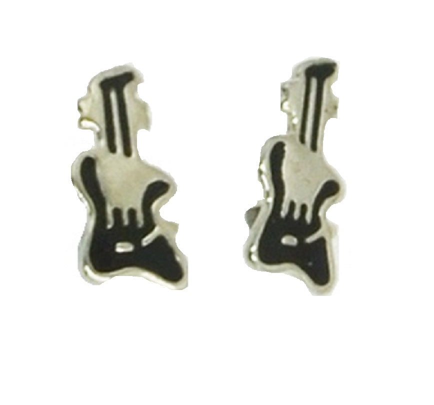 Black Electric Guitar Stud Earrings