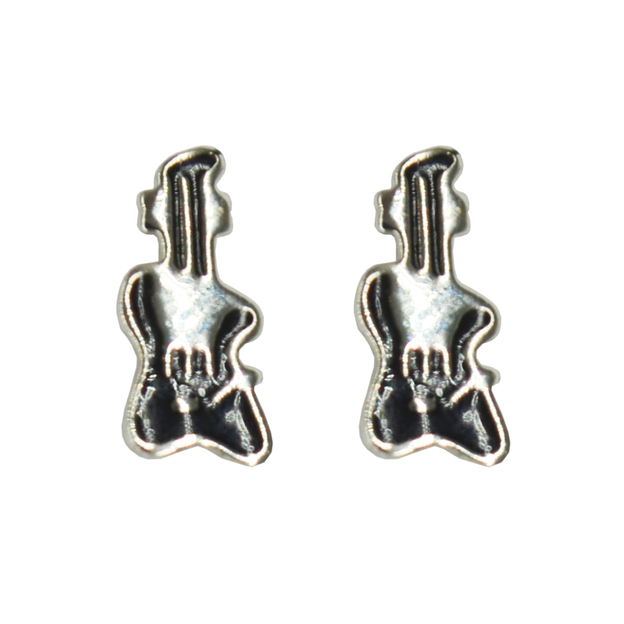 Black Electric Guitar Stud Earrings