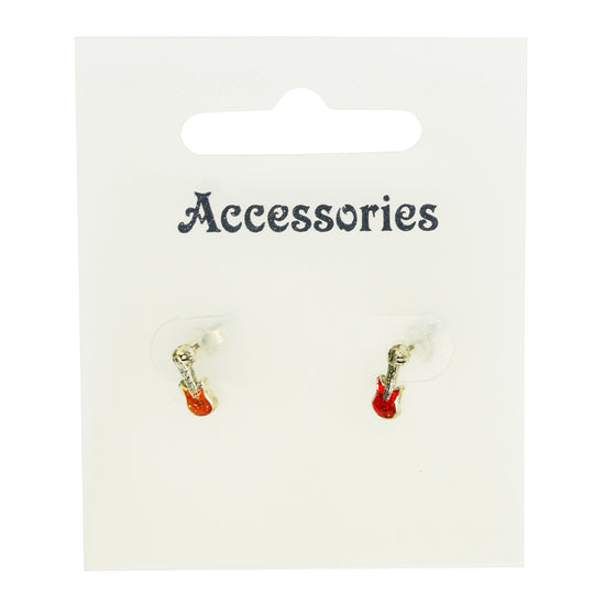 Red Electric Guitar Stud Earrings