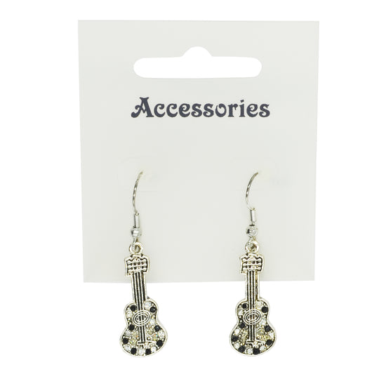 Guitar Earrings with Diamante Stones