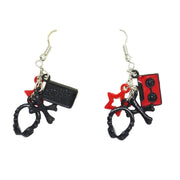 Multi Themed Black & Red Charm Earrings