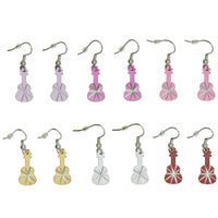 Six Assorted Colour Guitar Earrings on a Card