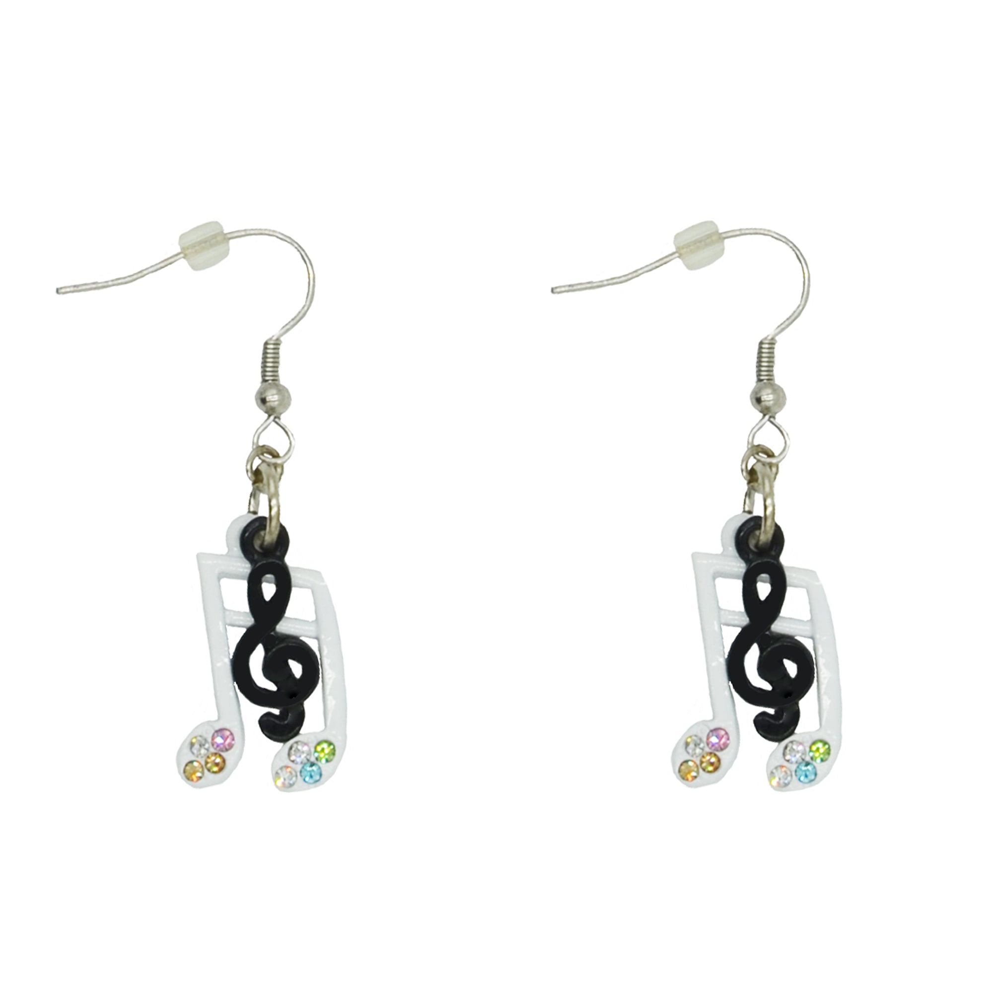 Diamante Stones Musical Note Earrings
