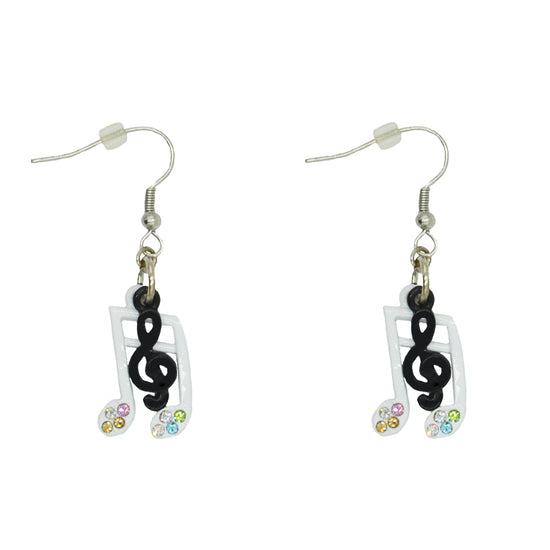 Diamante Stones Musical Note Earrings