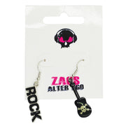 Black Rock and Skull & Crossbones Emblazoned Guitar Earrings