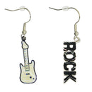 Black Rock & White Electric Guitar Earrings