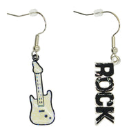 Black Rock & White Electric Guitar Earrings