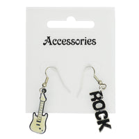 Black Rock & White Electric Guitar Earrings