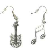 Electric Guitar & Musical Note Earrings with Diamante Stones