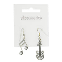Electric Guitar & Musical Note Earrings with Diamante Stones