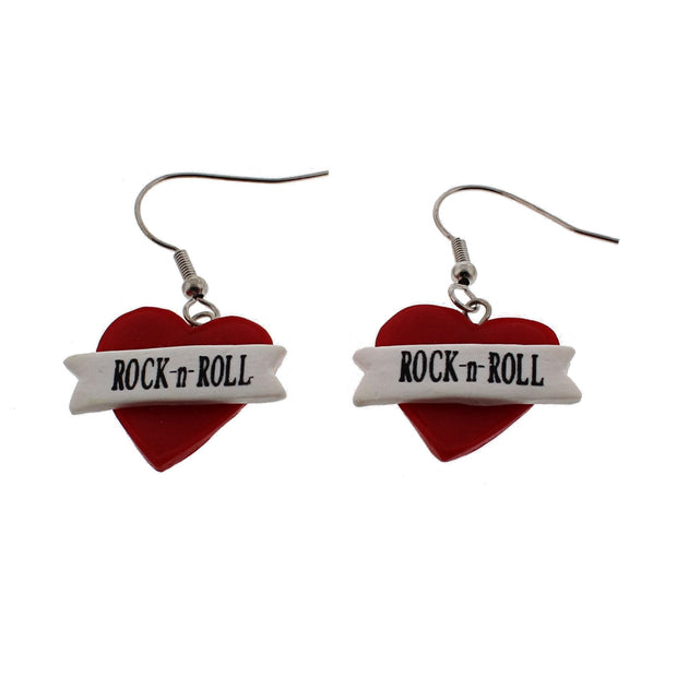 Rock n Roll Heart Earrings (2.5 x 1.5cm)