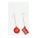 Red Cassette & Record Chain Drop Earrings