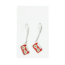 Red Cassette Chain Drop Earrings with Diamante Stones