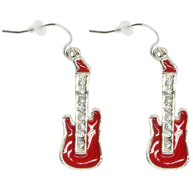 Electric Guitar Earrings with Diamante Stones