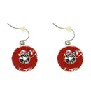 Red Record Earrings with Multicolour Diamante Stones