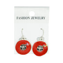Red Record Earrings with Multicolour Diamante Stones