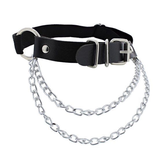 PU Elasticated Double Chain Garter