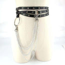 Eyelet Studded Triple Strap Belt with Triple Hip Chain