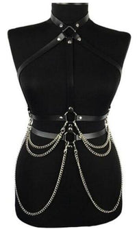 PU Straps & Chain Top Harness/ Body Brace