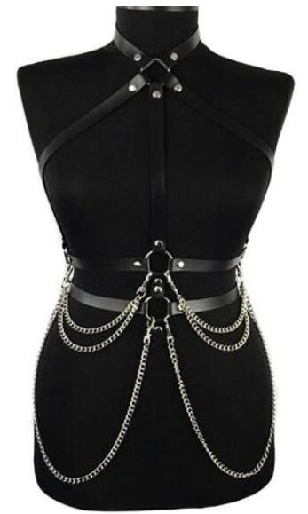 PU Straps & Chain Top Harness/ Body Brace