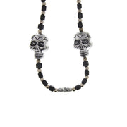 Double Suger Skull Bead & Cube Necklace