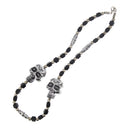 Double Suger Skull Bead & Cube Necklace