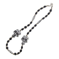 Double Suger Skull Bead & Cube Necklace