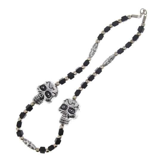 Double Suger Skull Bead & Cube Necklace