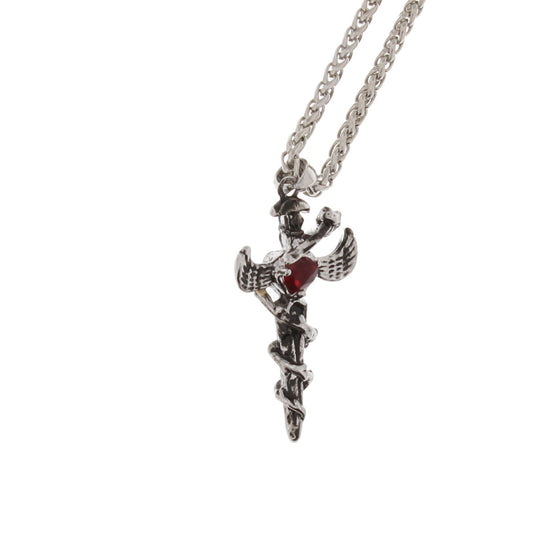 Snake Wrapped Winged Sword Necklace