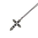 Black & Crystal Stone Cross on Gun Metal Chain
